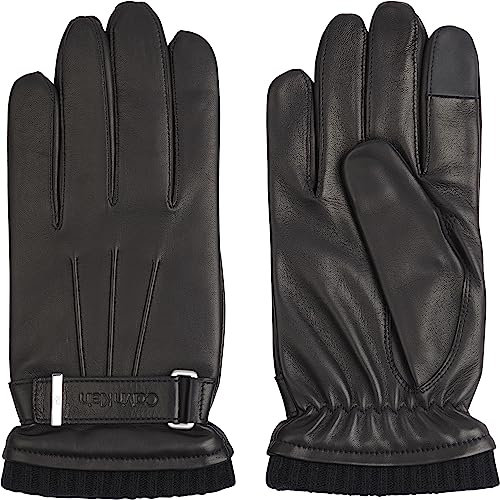 Calvin Klein Herren Handschuhe Rivet Lederhandschuhe, Schwarz (Ck Black), M-L