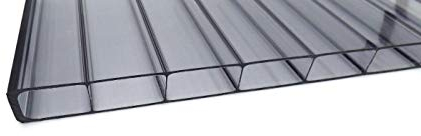Stegplatte aus Polycarbonat graphit anthrazit |Doppelstegplatte| longlife Deluxe| 16mm stark | Hagelsicher bis 40mm Hagelkorndurchmesser |Steg 2 Fach | 16/32 980mm x 2000mm (B x T)