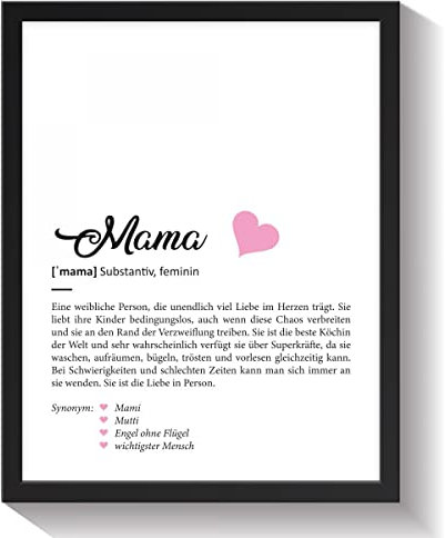 GRAVURZEILE Definition Poster, Kunstdrucke & Worterklärung auf DIN A4 Premium-Foto-Papier Größe DIN A4, Farbe Mama Geschenk