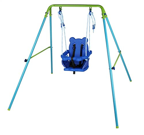 HLC Balançoire Pliante pour Enfant Bleu foncé Balançoire pour Tout-Petit Siège bébé et balançoire de Jardin en Corde à l'intérieur et à l'extérieur Pendant 9 à 36 Mois