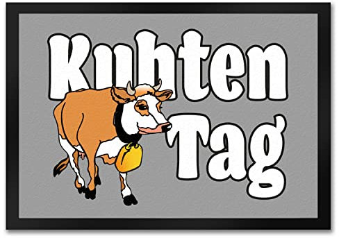 speecheese Kuhten Tag Fußmatte in 35x50 cm in grau mit Kuh zum Thema Bauernhof besonderer Fußabtreter um den Hausflur zu dekorieren für Liebhaber von Kuh Milch Bauer Willkommen