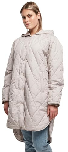 Urban Classics Damen Ladies Oversized Diamond Quilted Hooded Coat warmgrey, XS