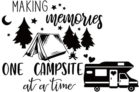 SUPERDANT Camping Thème Voiture Autocollants Tente Feu de Camp Forêt Mur Art Amovible PVC Sticker Mural Fenêtre Autocollants pour Camping Voyage Camper Voiture Fenêtre Décoration 35x59 cm