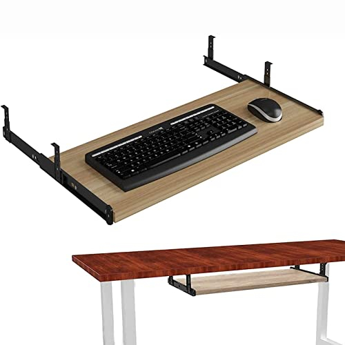 BITWIT Keyboard Tray Slide Keyboard Stand - höhenverstellbare Tastatur Schublade - für unter dem Schreibtisch herausziehen - mit 14 Zoll Erweiterung Slide Rail - Home Office Holz Tastatur Regal
