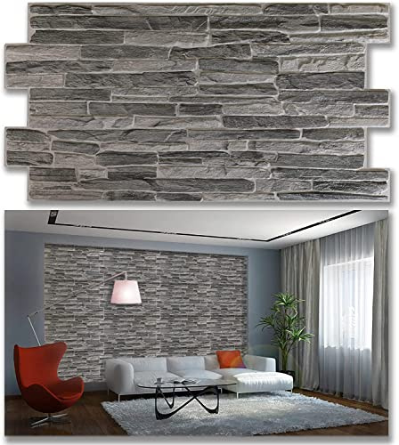 Grace Baltic - Panneaux muraux 3D pour décoration murale intérieure, non adhésifs, fins et élastiques, en PVC (18, Gris Ardoise)
