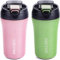 XIAPIA Thermobecher Kaffeebecher To Go 400ml 2er Set, Edelstahl Auslaufsicher Reisebecher mit Strohhalm, Doppelwandig Isolierbecher für Kaffee Tee Glühwein, Heiß und Kalt (Pink & Hellgrün)