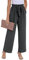 PrinStory Pantalon d'été léger avec poches pour femme - Jambe large - Taille élastique, gris foncé, XXL