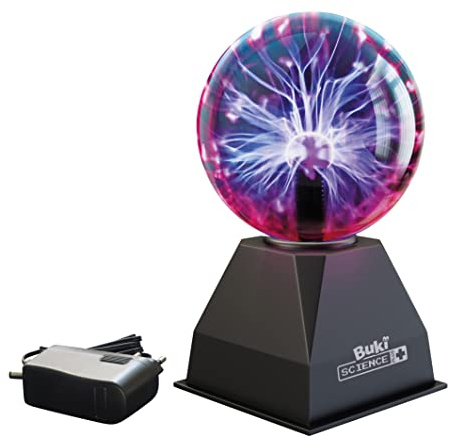 Buki France Plasma-Kugel, 13 cm, Touch- und Sound-aktiviert, mehrfarbiger Blitz, elektrische Globus-Lampe mit UK-Stecker