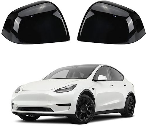 Auto Spiegelkappen 1 Paar Kompatibel mit Tesla Model Y, Auto Tür Außenspiegelkappe Rückspiegelkappe Seitenspiegel Abdeckungen für Model Y 2021 2022 2023 (Schwarz)