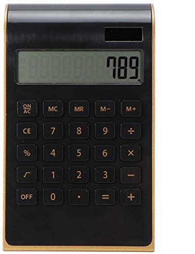 Fdit Taschenrechner, LCD-Display, Solarenergie-Rechner, Tragbarer Tischrechner mit Standardfunktion für das Heimbüro (Schwarz)