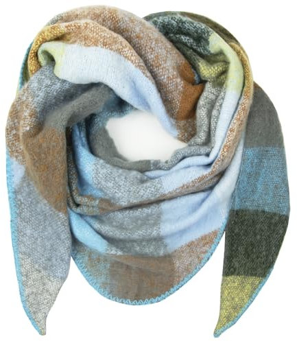 Gloop Damen Schal XXL Strick Dreieck Schal Halstuch Dreieckstuch kuschelig flauschig ohne Kratze an Haut 200×140 CM (Hellblau+Hellbraun)