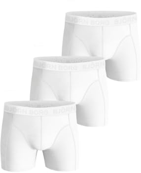 Björn Borg Bjorn Borg Boxershorts aus Baumwoll-Stretch, 3P, Boxershorts für Herren, Multi-Packs erhältlich, Weiß - MP002, XL