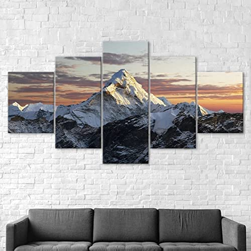 5 Stück Leinwand Wandkunst Hd Drucke Leinwand Wandkunst Wohnzimmer Home Decor Bilder 5 Stück Berge Berglandschaft Mit Rahmen 200 X 100 Cm Tapete Gemälde Poster Kinderzimmer Wohnzimmer Schlafzimmer Ju