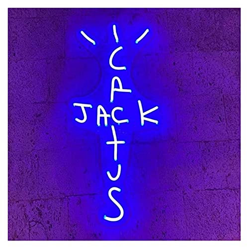 FLEAGE Enseigne au néon personnalisée Cactus Jack, Panneau Lumineux en Acrylique, décor néon (Orange Hauteur 40 cm) (Bleu Hauteur 50 cm)