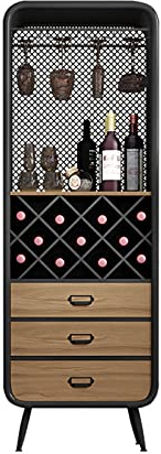 Weinschrank Weinbarschrank for Zuhause, Weinpräsentationsregal aus Metall und Holz, Weinlagerschrank for die Küche, Gold Barschrank (Size : M)