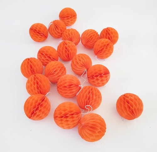 Lot de 20 boules en papier de soie à suspendre pour anniversaire, mariage, fête prénatale, chambre d'enfant, décoration murale (orange) 7,6 cm