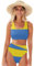 IFCXA Zweiteiliges Bikini-Set mit Ukraine-Flagge, hohe Taille, Bademode, Strandmode, mehrfarbig, L