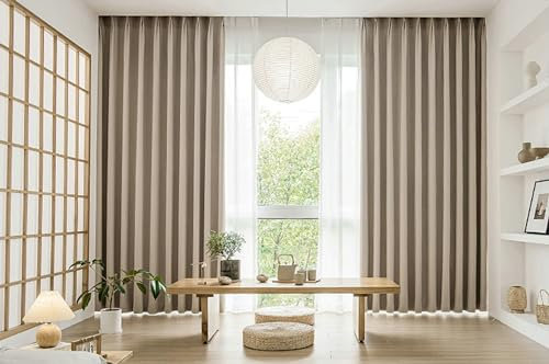 Daesar Verdunkelungsvorhang Ösen Kinderzimmer, Schiebevorhänge Blickdicht 2er Set Modern Einfach 102x138CM Khaki Gardinen Vorhänge Schlafzimmer Wohnzimmer