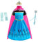 Lito Angels Prinzessin ELSA Krönung Kostüm Kleid für Kleinkind Mädchen, Eiskönigin Schneekönigin Krönungskleid Verkleidung mit Umhang und Zubehör Größe 5-6 Jahre 116