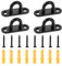 4 Pack Pad Eye Plate Black Metal Ceiling Hooks Stainless Steel U Shaped Bracket Hooks for Hanging, Wall Mount Marine Hardware Hooks with Screws