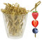 Cocktail Sticks, 200 Counts Food Picks Japaneses Style Bamboo Knotted Burger Sticks Cocktail Skewers with Twisted End for Charcuterie Drinks Sandwiches Desserts Party Fruit Food Decoration