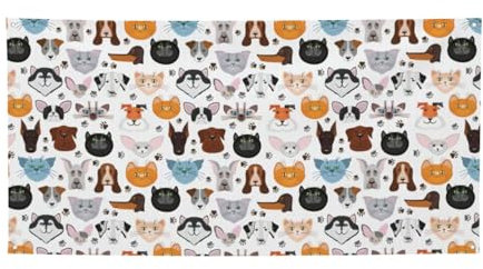 Carteles de dibujos animados con estampado de gato y perro, pancarta de fiesta, pancartas personalizadas, apto para interiores y exteriores