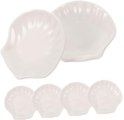 MAGICLULU Lot De 6 Assiettes À Fruits En Céramique Motif Coquillage Coquille Saint- Plateau À Fruits Secs Style Occidental Pour Fête À La Maison