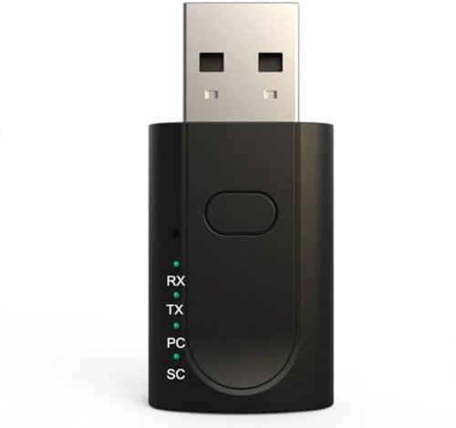 Plawee Adaptador USB Bluetooth 5.1 4 en 1, Receptor de Audio Inalámbrico, Transmisor, Tarjeta de Sonido Externa USB, Adaptador de Altavoz para Coche