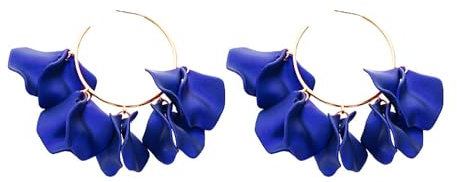 FDEETY Ohrringe Damen Acryl Kreis Hängend Hoop Blütenblatt Ohrringe 925 Silber Nadel Ohrstecker Böhmische Retro Modeschmuck Zubehör für Frauen Mädchen (Blau)
