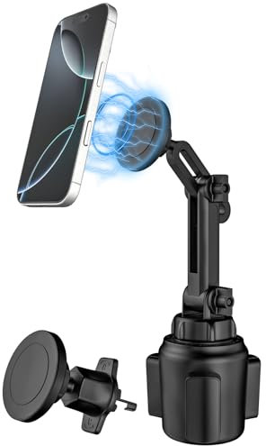 Kolasels Auto Getränkehalter Handyhalterung Mag-Safe, [2 in 1] KFZ Becherhalterung Handy Halter Magnet, Lüftung Handy Halterung Magnetkraft for iPhone 16 15 14 Pro Max, Galaxy & alle Handys