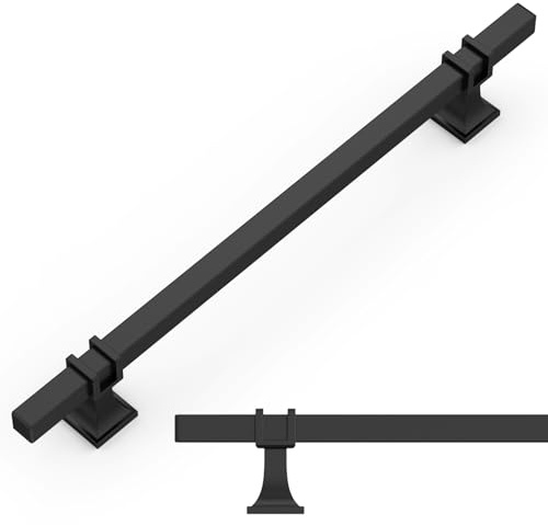 Amerdeco 10 Pièces Poignee de Meuble Cuisine Noir 192mm Alliage de Or Poignées Meubles avec Vis, pour Bureaux, Tiroirs, Armoires, Placard UK0003