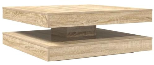 vidaXL Couchtisch 360-Grad Drehbar Sonoma-Eiche 90x90x34,5 cm