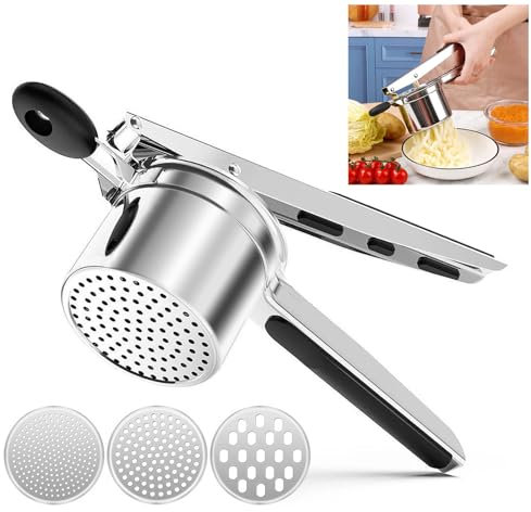 Potato Ricer Stainless Steel With 3 Interchangeable Discs