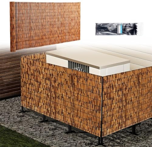 Valla De Caña para Exteriores, Valla De Bambú, Rollo De Caña De Bambú, Natural, Valla Decorativa para Jardín, Villa, Planta(110x200cm(3.6x6.6FT))