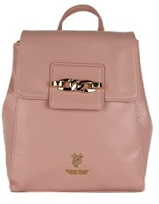 Polo Club Borsa Zaino Donna in Pelle Sintetica, Design Lancaster, Chiusura Magnetica con Pattina, Dimensioni 30x26x10 cm, Dettagli Oro Art. 003 (ROSA)