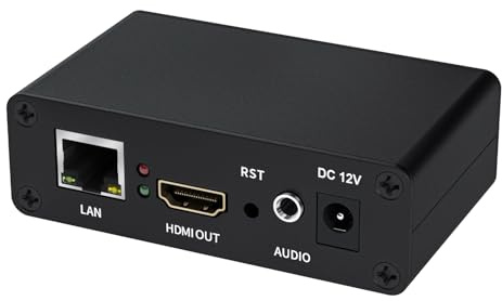 UNISHEEN USB IP to HDMI HD Video Decoder- H.265/H.264 IP Camera & Streaming Mini Decoder for SRT/HTTP/RTSP/RTMP/M3U8/FLV/UDP,Support YouTube/Facebook/Twitter/Ig, LCD Display & Broadcast Platform