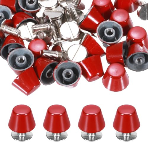 PATIKIL 10mm Rivetti A Vite Con Retro, 25 Set Piedini Per Borsetta Testa Tonda Chiodo A Testa Piatta Rivetto Punta Per Fai Da Te Pelle Valigia Collare Cintura Scarpe, Rosso