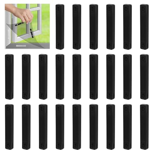 UFURMATE 24 Stück magnetische Fenstermagnete für Fliegengitter, Fliegengitterbefestigungsclips für Fliegengitter-Fliegengitter (Schwarz)