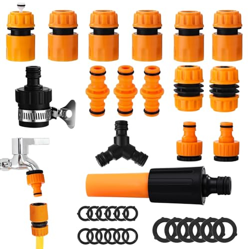 16 pezzi Raccordo per Tubo da Giardino, 2026 Connettore per Tubo da Giardino, Raccordi per Tubi Flessibili, Raccordo Tubo Acqua Giardino, Connettori per Tubi da Giar-dino, Raccordi per Tubi Irrigazion