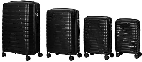 Jet Lag - VO0063 - Set aus 4 Schwarzen Kabinenkoffern mit Abnehmbaren Rollen - Aus Polypropylen PP - Leicht und Reisefreundlich - Optimierte Kapazität - Perfekt für Kurzreisen - Schwarz