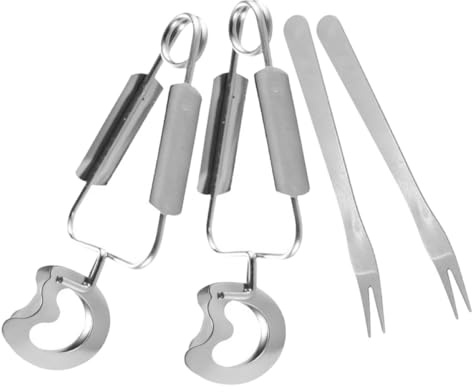 MAGICLULU 2 Sets Stainless Steel Escargot Tongs with Forks Multifunctional Small Food Serving Tongs for Kitchen and Home Compact and Portable Cooking Turner