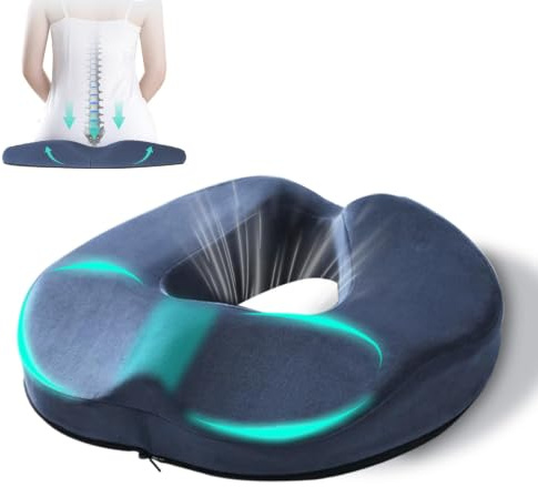 Blomise Hämorrhoiden Sitzkissen für Steißbein Entlastung, Donut Kissen | Ergonomisches Memory Foam mit Waschbarem Bezug, Rutschfeste Unterseite, für Bürostühle, Autos und Rollstühle