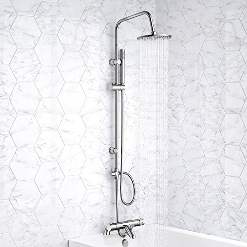 Round Chrome Thermostatic Shower Mixer Valve Bath Filler Tap Head Handset Set SP7009