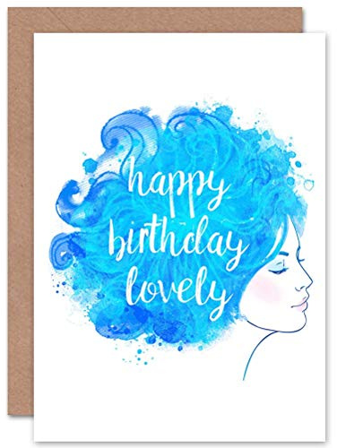 Wee Blue Coo Happy Birthday Watercolour Face Blank Greeting Card