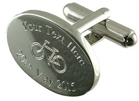 Select Gifts Silber Fahrrad Manschettenknöpfe~ graviert Personalisierte Fahrrad Manschettenknöpfe im Hinweisfenster