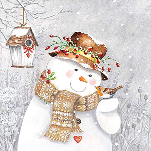 Ambiente 3 Ply Paper Napkins Snowman Holding Robin