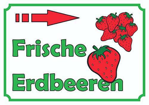 HB-Druck Verkaufsschild Schild Erdbeeren rechts A6 (105x148mm)