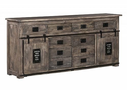 MASSIVMOEBEL24.DE Railway Sideboard Mango Größen, Farbe:grau lackiert, Größe:200x45x90 cm (BxTxH)