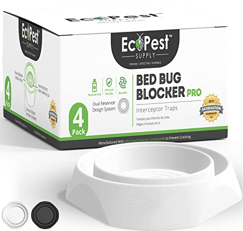 Trappole per Cimici dei Letti – Confezione da 4 | Bed Bug Blocker (Pro) Intercettori Trappole (Bianca) | Monitor, Rilevatore e Trappola per le Gambe del Letto