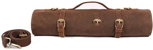 Chef's Canvas Knife Bag - Heavy Duty Waxed Canvas, 10 Slots, 18 Max, Portable with Shoulder Strap